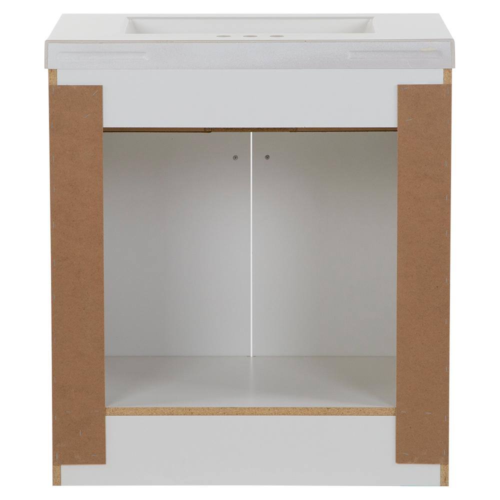 Glacier Bay Everdean 30.5 in. W x 18.8 in. D x 34.4 in. H Freestanding Bath Vanity in White with White Cultured Marble Top EV30P2-WH