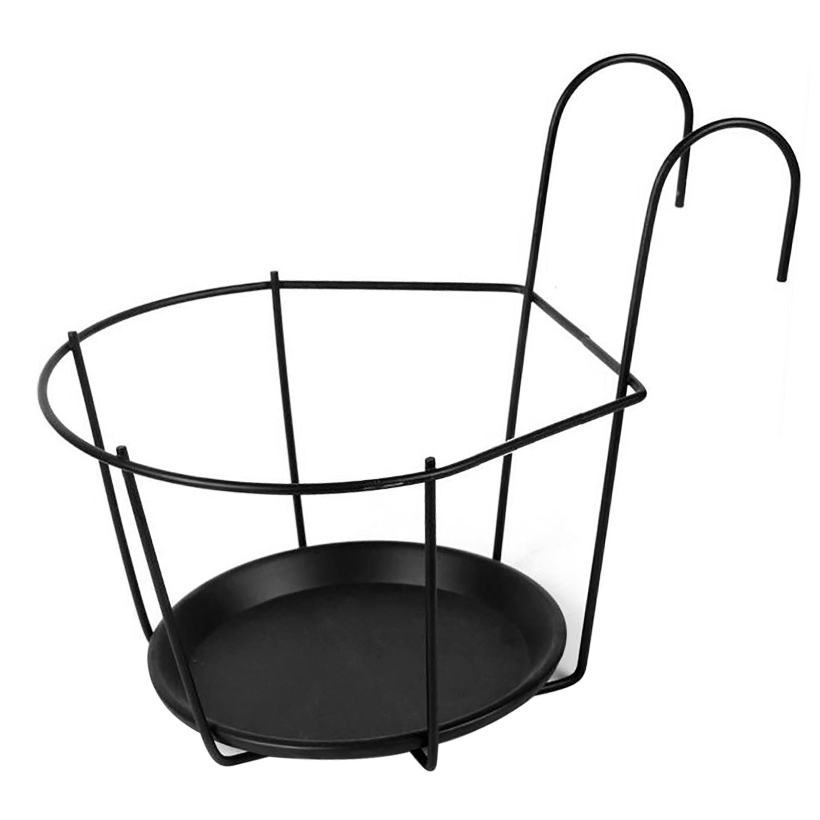 Firlar Flower Holders Plant Racks Hanging 4 Pack Iron Round Shelf Container Box Durable High Quality Black Railing Planters