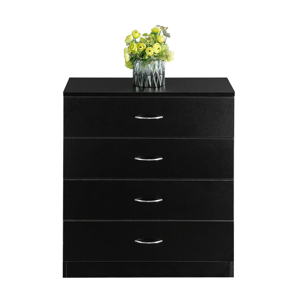 UBesGoo Modern Wood 4-Drawer Dresser Chest Bedside Table for Bedroom,Living Room,Black