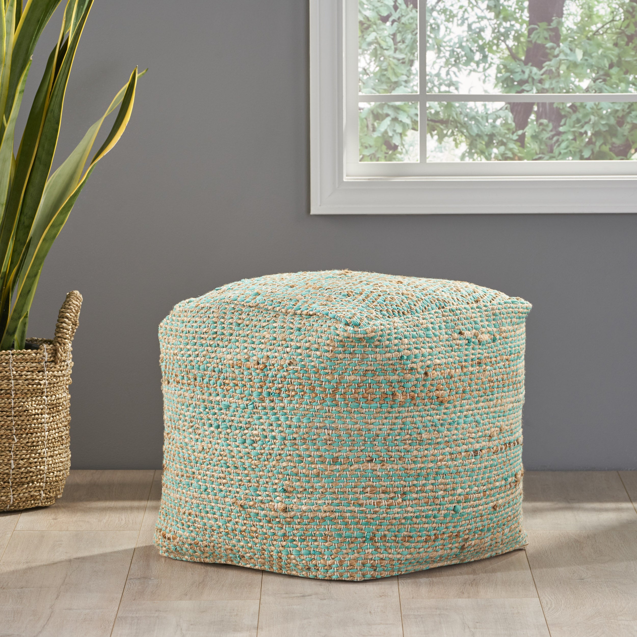 Ada Hand-Crafted Boho Fabric Cube Pouf