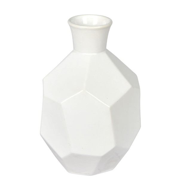 White Ceramic Geometric Bottle This Bottle Mixes Together Touches Of Whimsical And Modern This Ceramic Bottle Has A Geometric Body And