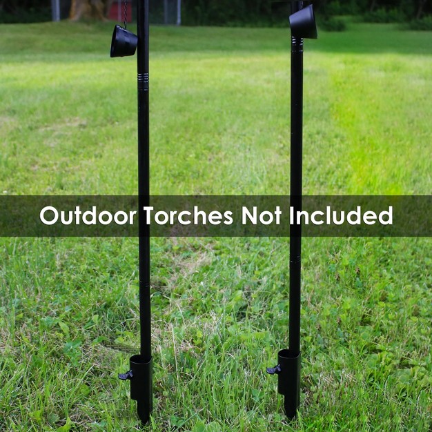 Sunnydaze Outdoor Universal Steel Metal Ground Stake Accessory For Patio And Lawn Torches Black