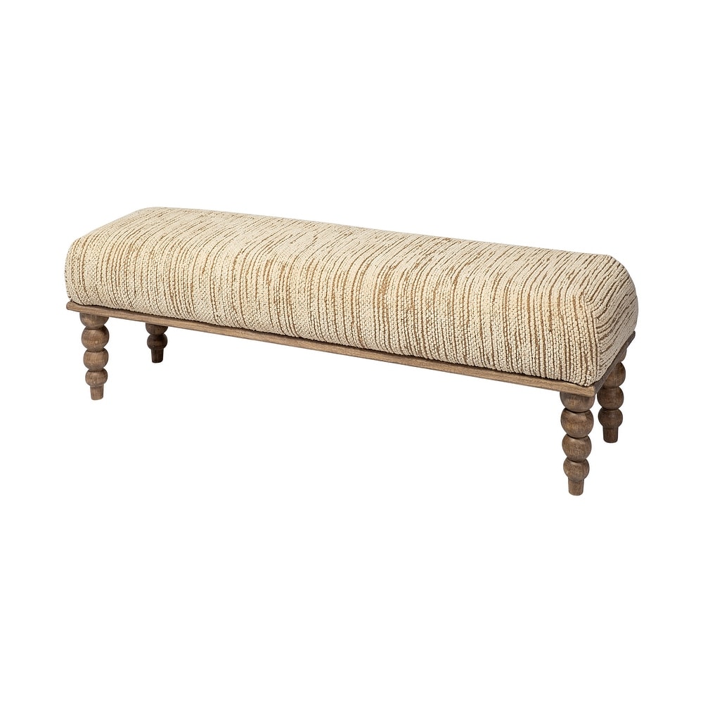 Alder II Cream Upholstered Seat w/ Wood Base Accent Bench   55\