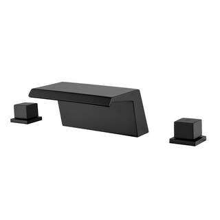 UKISHIRO 2-Handle Tub Deck-Mount Widespread Tub Faucet in Matte Black SMD0JN220506006