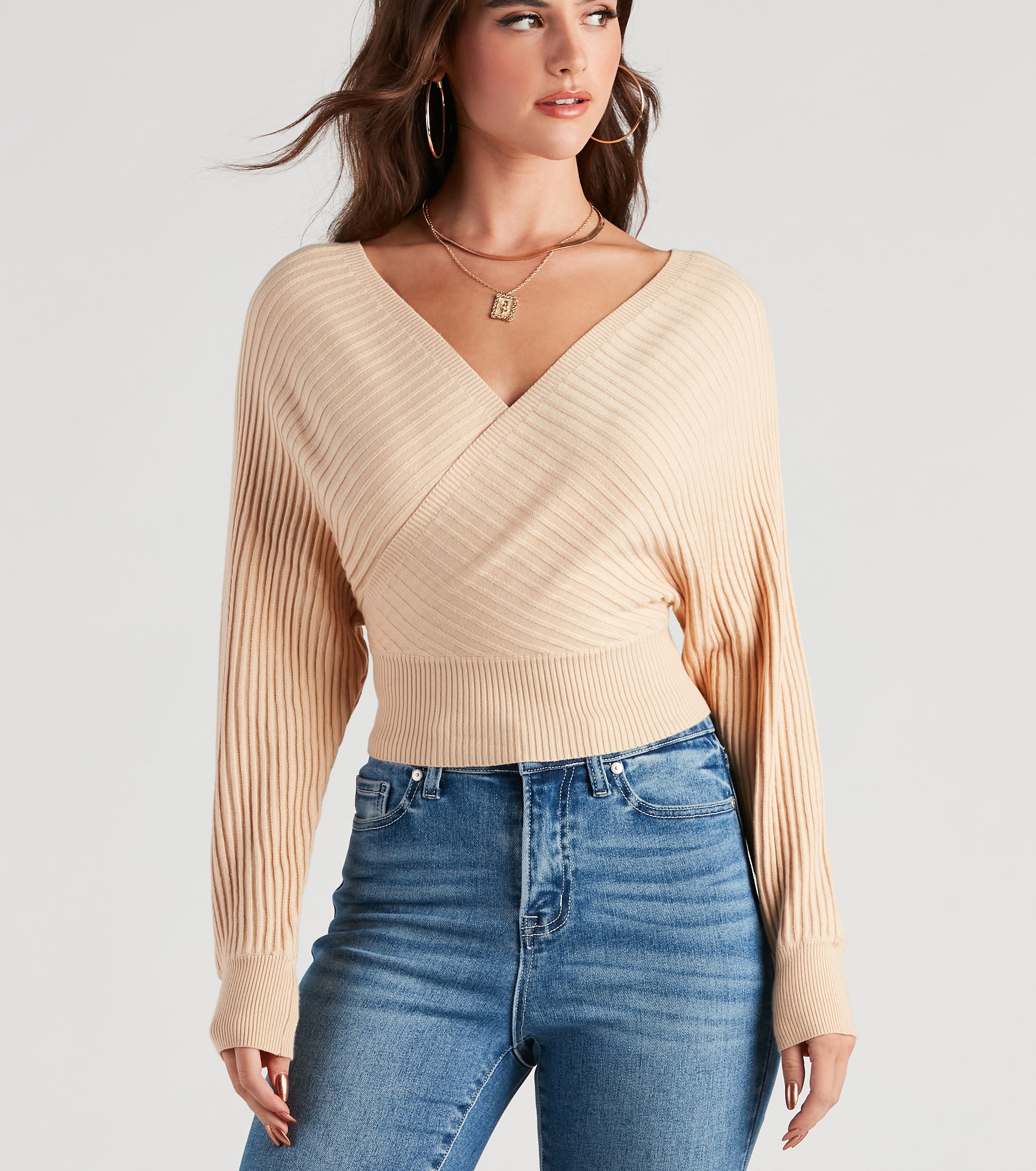 Doll It Up Open Back Ribbed Sweater