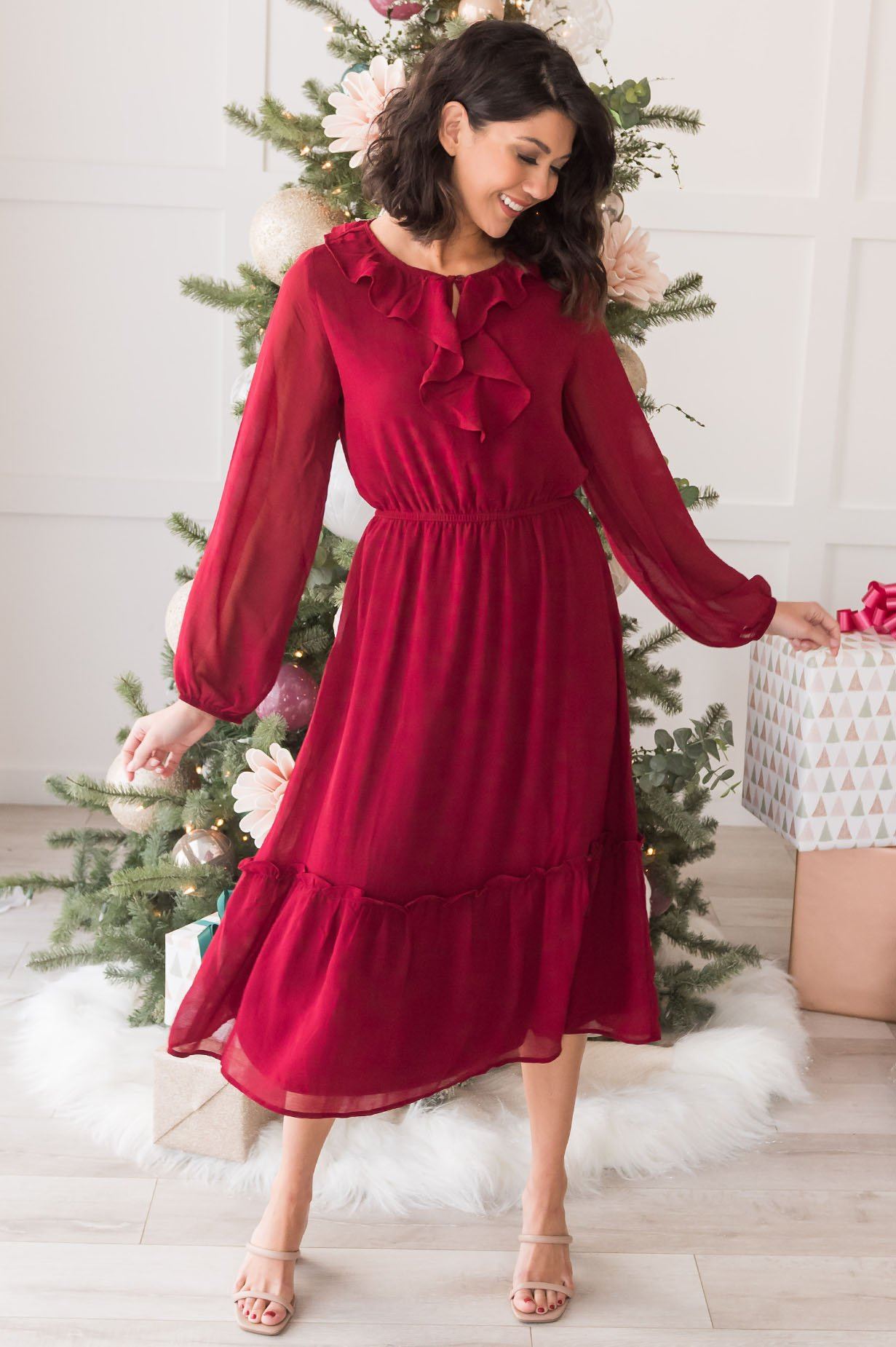 The Faith Modest Ruffle Dress