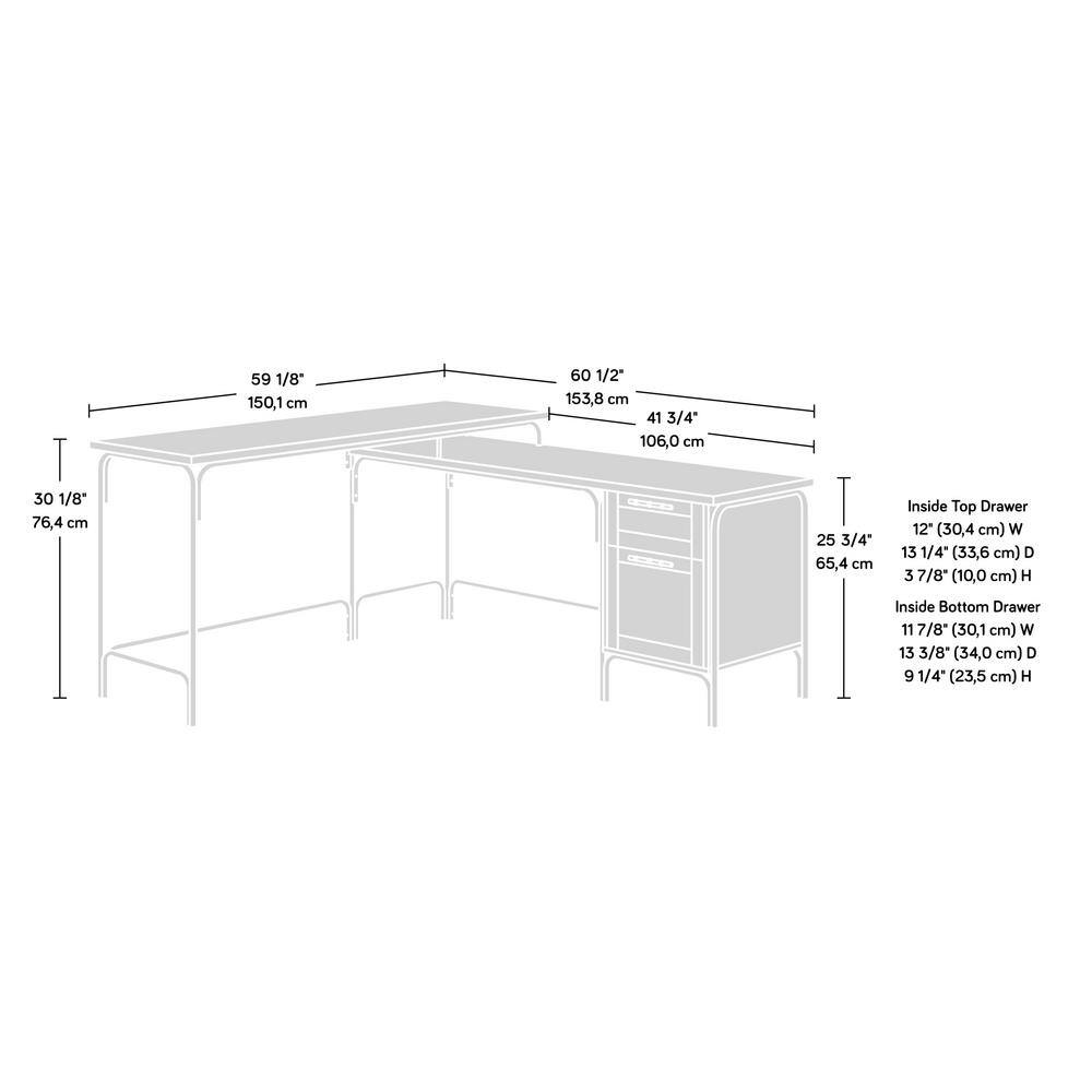 SAUDER 61 in. L-Shaped Sindoori Mango 2 Drawer Computer Desk with File Storage 423742