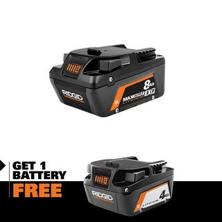 RIDGID 18V 8.0 Ah MAX Output EXP Lithium-Ion Battery with 4.0 Ah Battery AC840080-AC87004