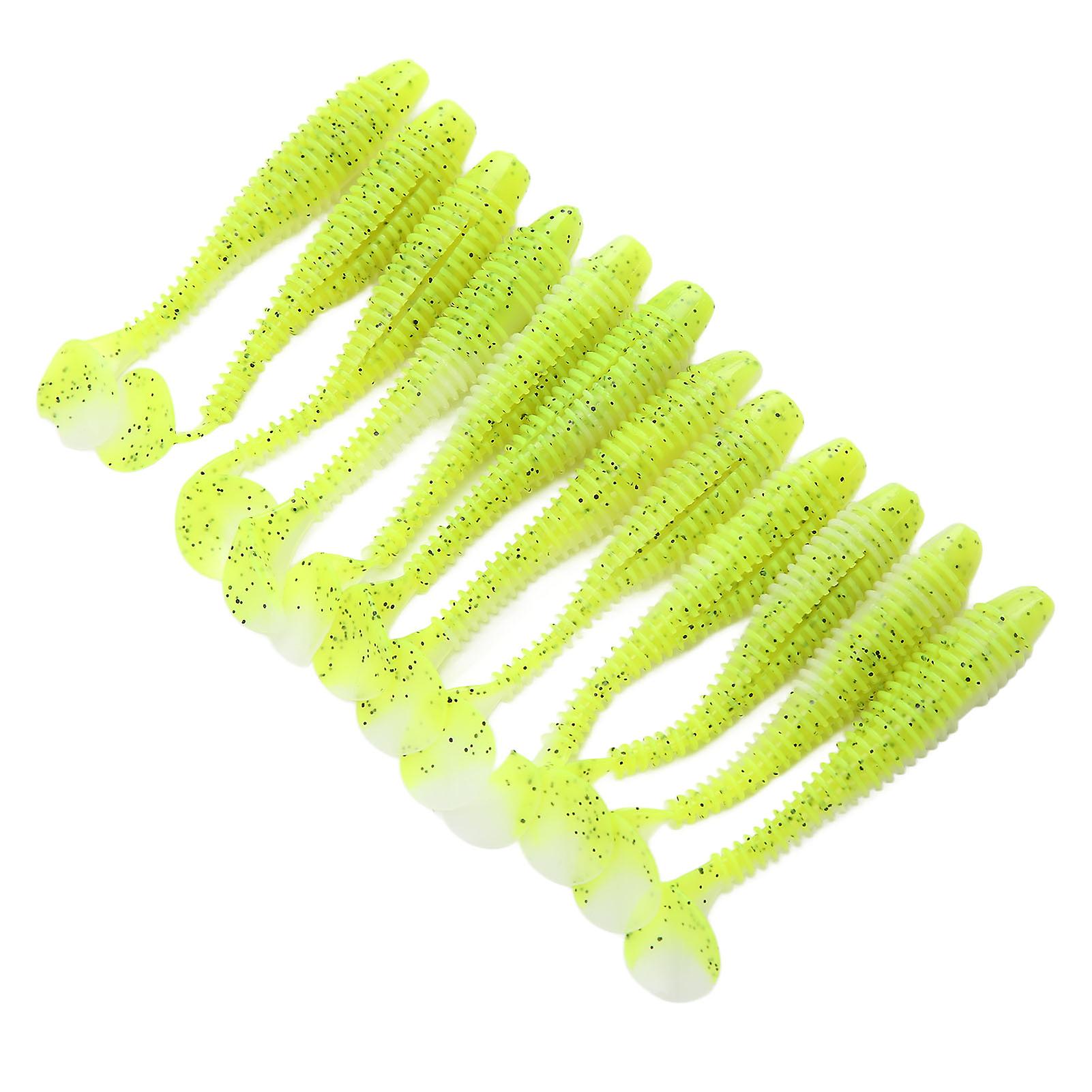 12pcs Soft Bait Lure 70mm 2.9g Paddle Tail Soft Bait Set Aritificial Swimbaits For Saltwater Freshwateryellow And White