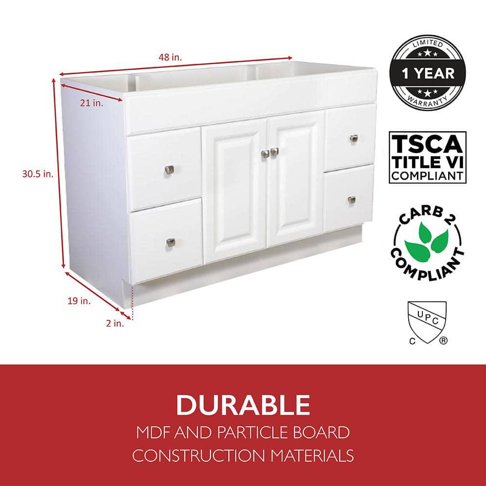 Design House Wyndham 48 in 2Door 4Drawer Bath Vanity Cabinet Only in SemiGloss White