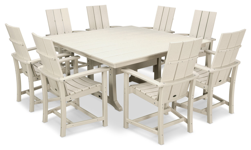 POLYWOOD Modern Adirondack 9 Piece Farmhouse Dining Set   Beach Style   Outdoor Dining Sets   by POLYWOOD  Houzz