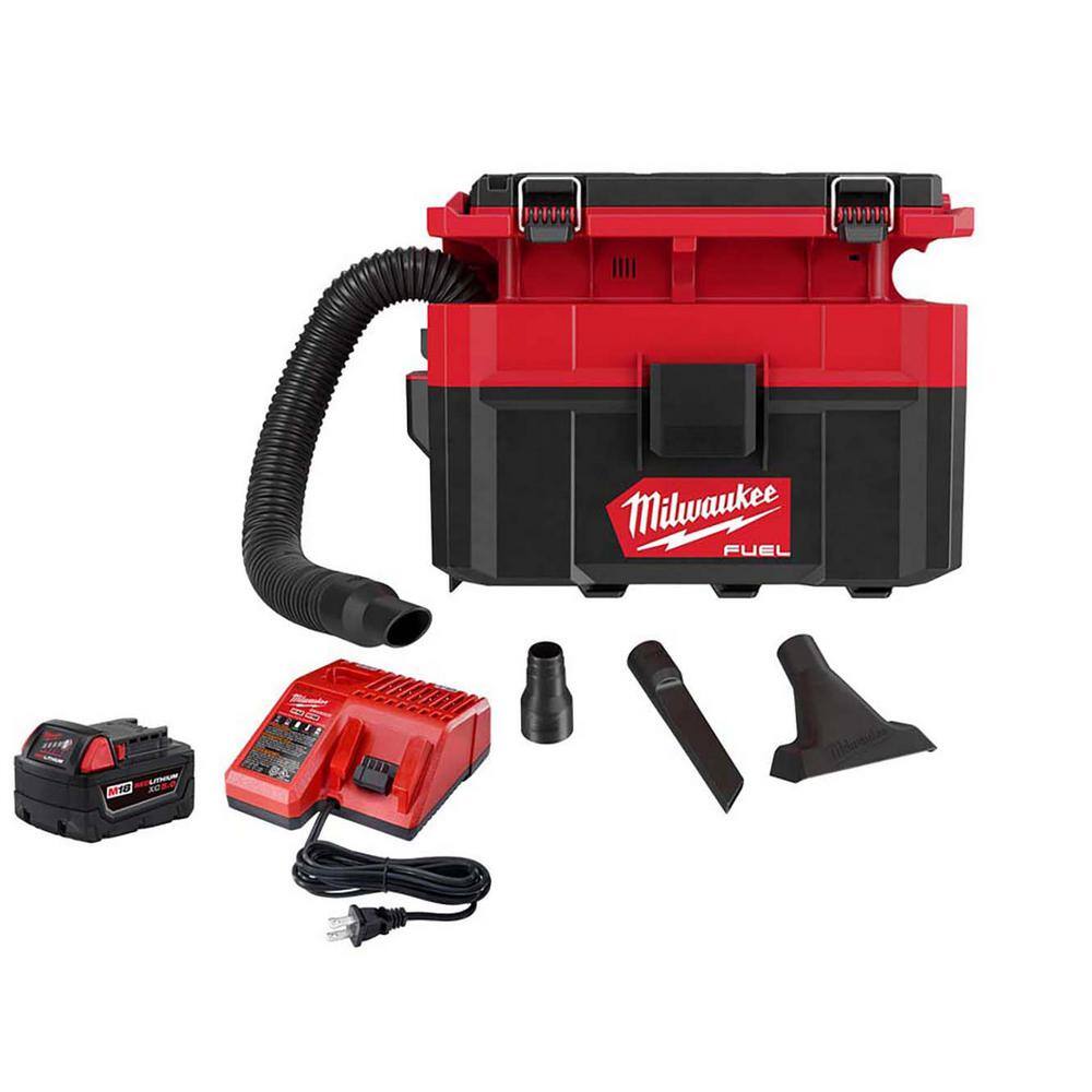 MW M18 FUEL PACKOUT 18-Volt Lithium-Ion Cordless 2.5 Gal. WetDry Vacuum with 5.0 Ah Battery and Charger 0970-20-48-59-1850