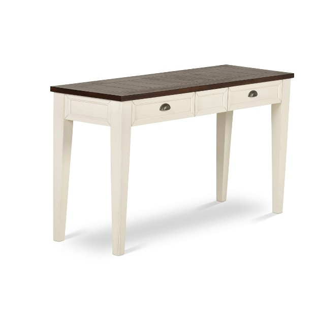 Farmhouse Cayla Sofa Table Dark Oak white Steve Silver Co