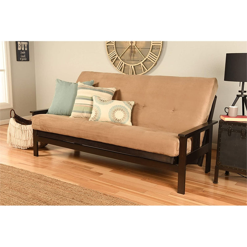 Pemberly Row Full-size Traditional Suede Fabric Futon Mattress in Brown