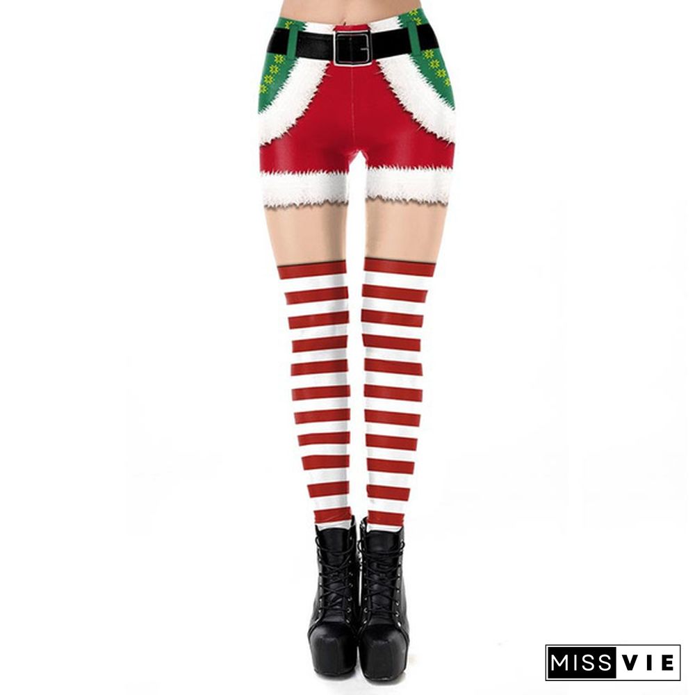 New Fashion Women's Christmas Leggings,Ladies Christmas Holiday Party Performance Leggings Christmas 3D Digital Printing Leggings Funny Xmas Tights Pants