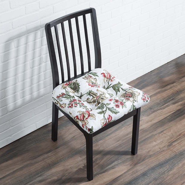 Ellis Curtain Madison Floral Design Printed Natural Ground Non skid Backing Chair Pad Brick