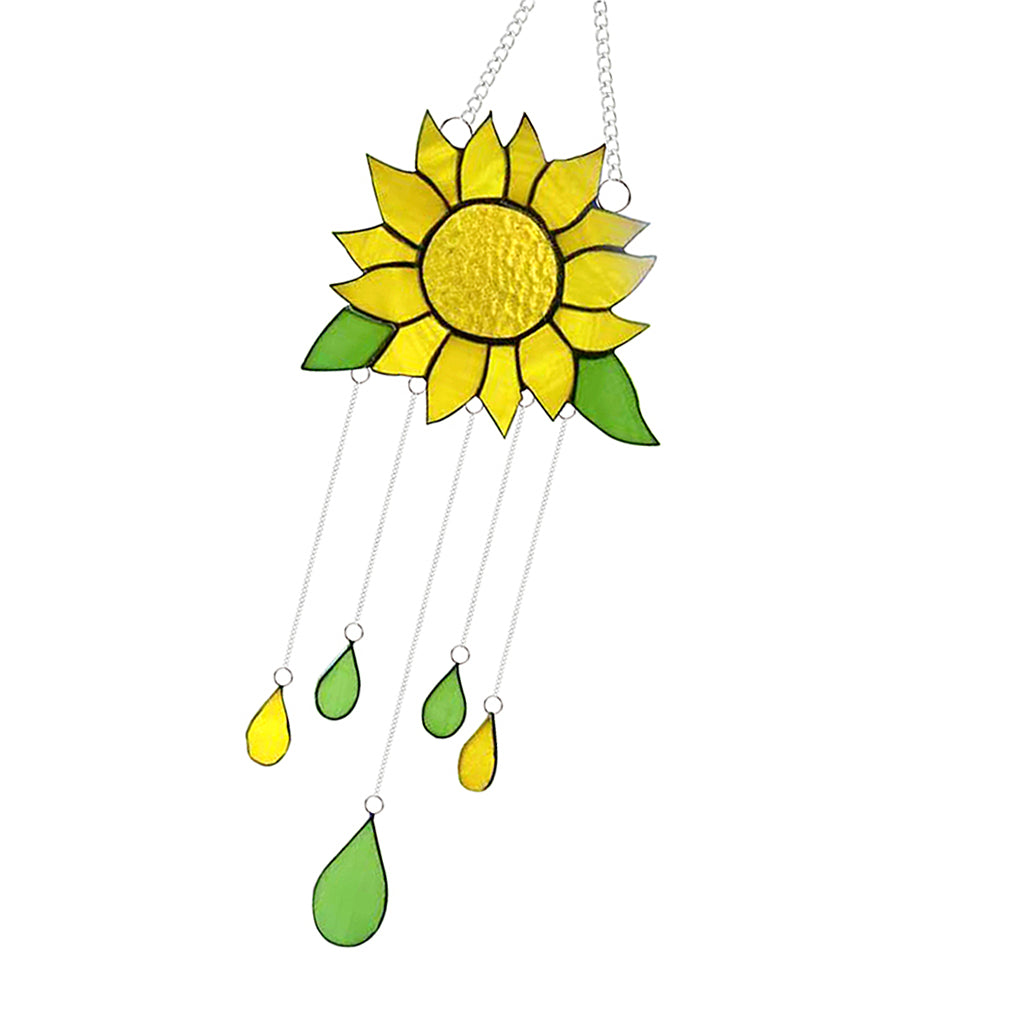 Rinhoo Wind Bell Alloy Sunflower Wind Chime Epoxy Hanging Craft Decoration Windbell for Home Garden