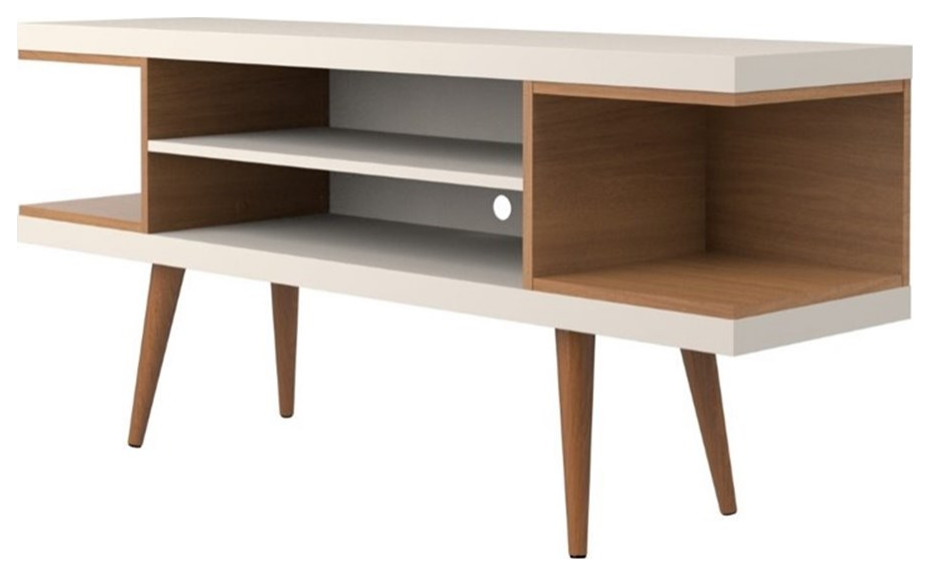 Manhattan Comfort Utopia Wood TV Stand for TVs up to 50 quotin Maple/Off White   Midcentury   Media Storage   by Homesquare  Houzz