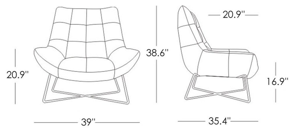 Medici Tufted Leather Modern Accent Chair   Gray   Contemporary   Armchairs And Accent Chairs   by Zuri Furniture  Houzz