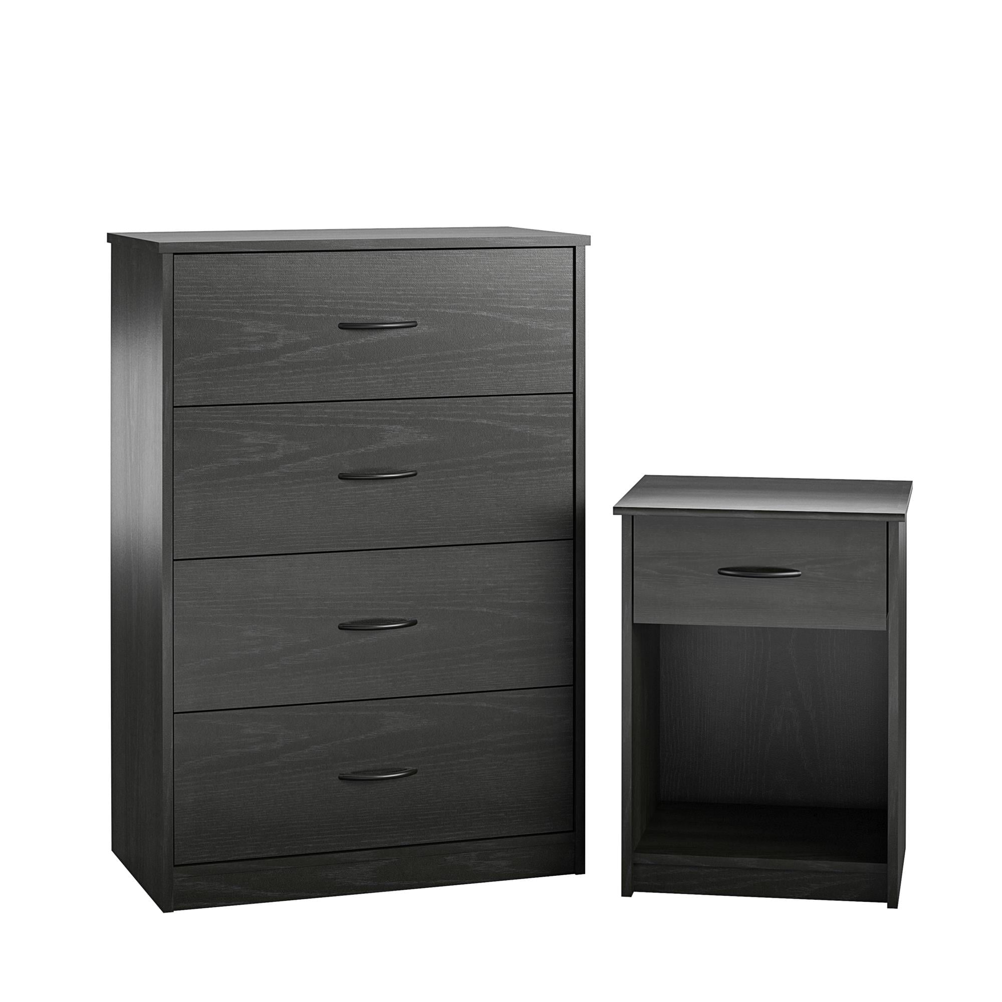 Mainstays Classic Nightstand with Drawer, Black Oak