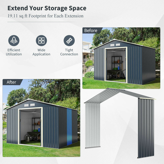 Costway 29540376 Outdoor Storage Shed Extension Ki...