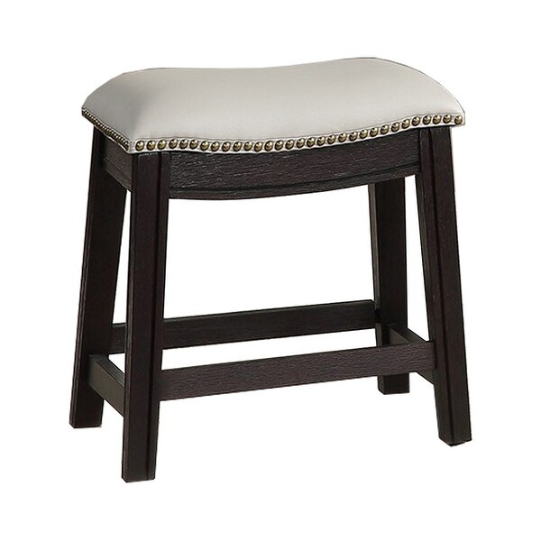 Curved Leatherette Stool with Nailhead Trim， Set of 2， Gray