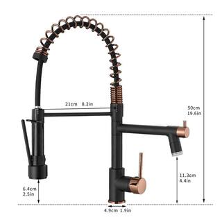 Boyel Living 1.8 GPM Single Handle Pull Down Sprayer Kitchen Faucet with LED Light and Pot Filler in Matte Black Mix Rose Gold BL-2BR91-LED