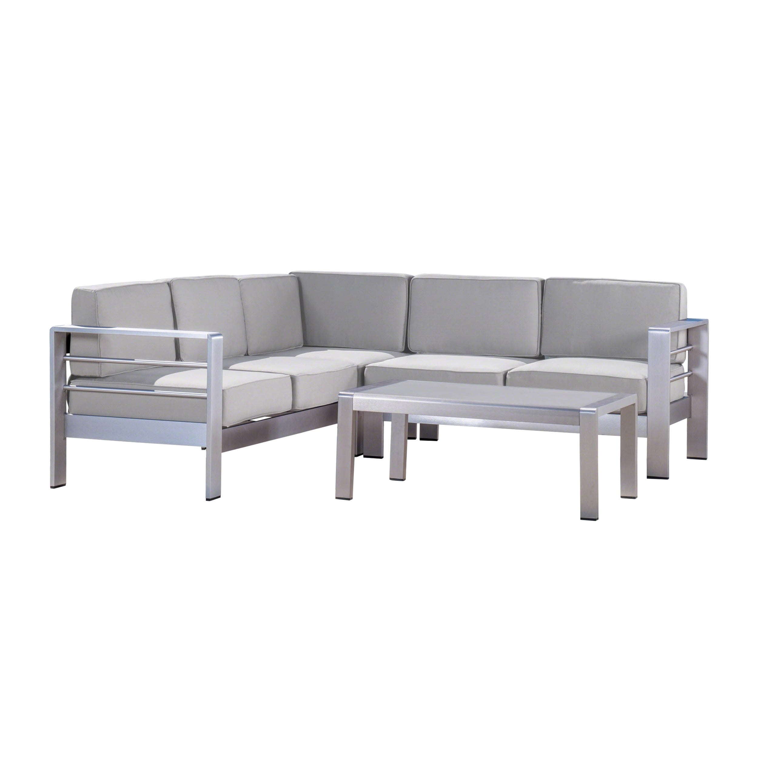 Edward Coral Outdoor Aluminum 5 Seater Sectional Sofa Set