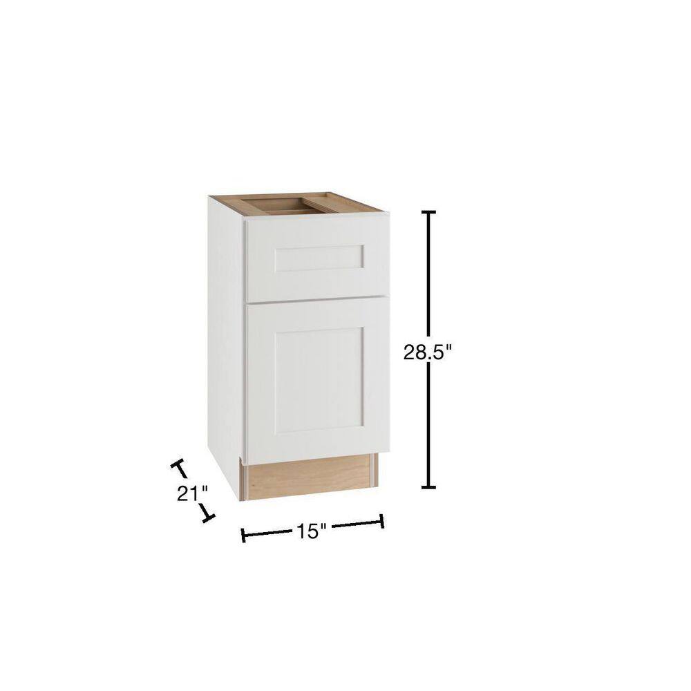 Home Decorators Collection Newport Assembled 15 x 28.5 x 21 in. Plywood Shaker Desk Base Kitchen Cabinet Soft Close Left in Painted Pacific White DDO15L-NPW