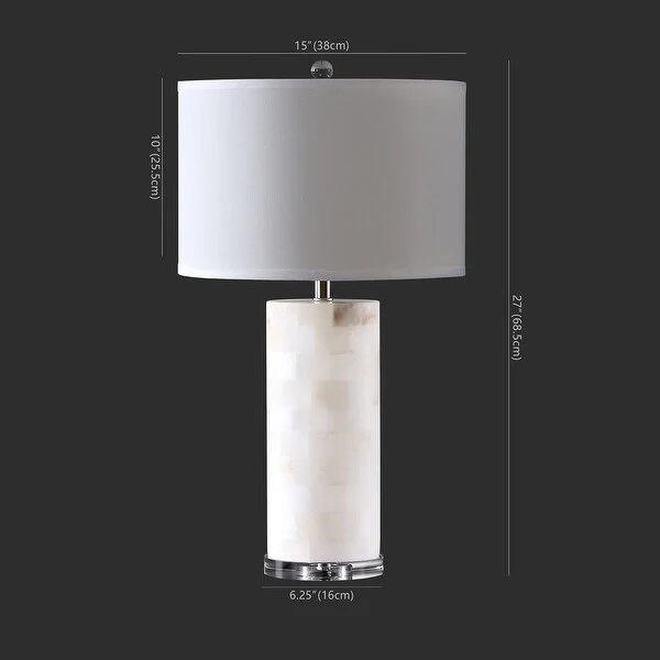 SAFAVIEH Couture Massey Round Alabaster Table Lamp - 15 IN W x 15 IN D x 27 IN H