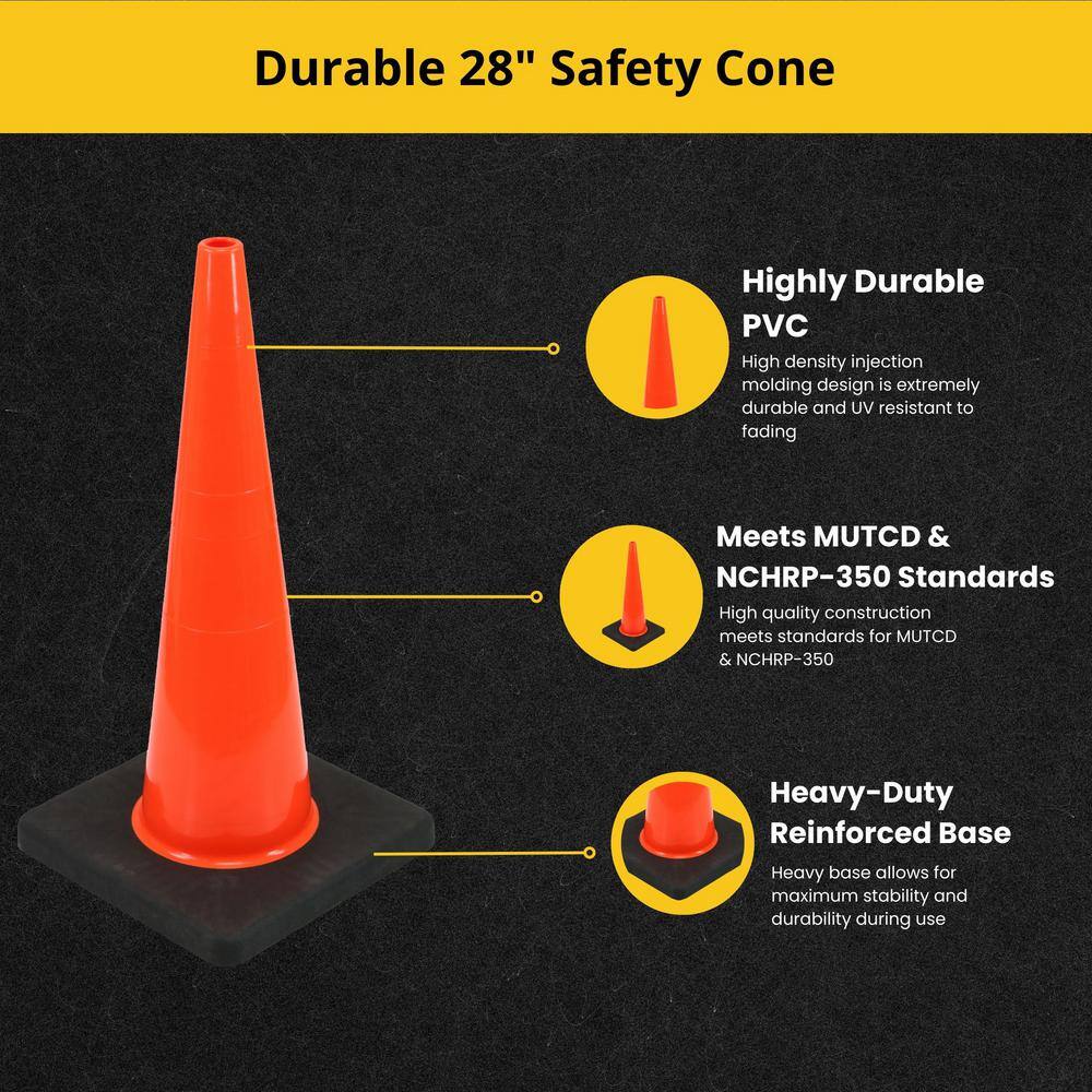 28 in. Orange PVC Injection Molded Cone HDIM28-VPD6