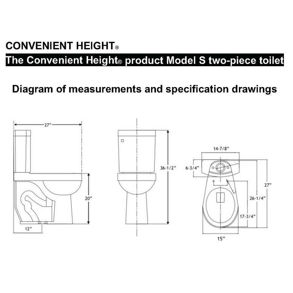 Convenient Height 2-Piece 1.28.09 GPF Dual Flush Elongated 20 in. Extra Tall Toilet in White Seat Included model S