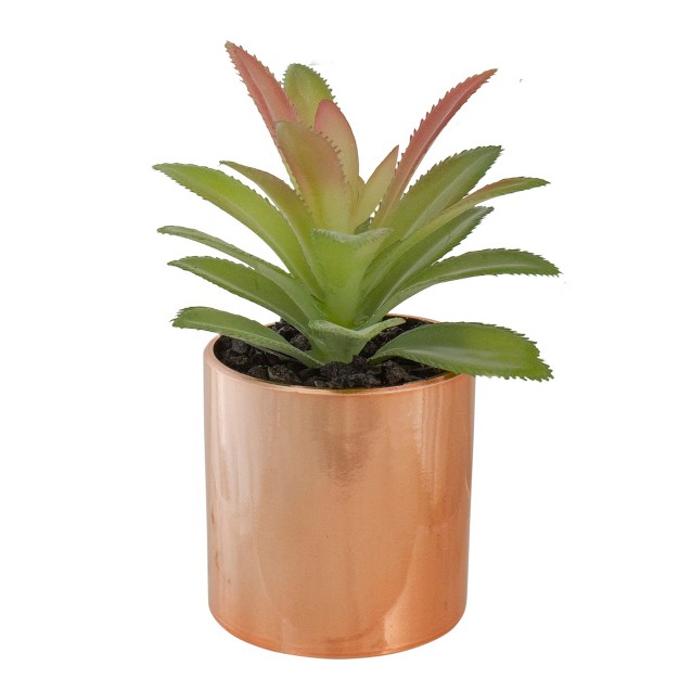 Green Artificial Aloe Plant In A Rose Gold Pot