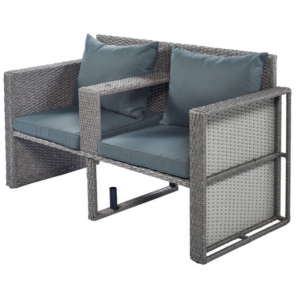 2-Piece All-Weather PE Wicker Conversation Set ，Rattan Sofa Set - Overstock - 35379045