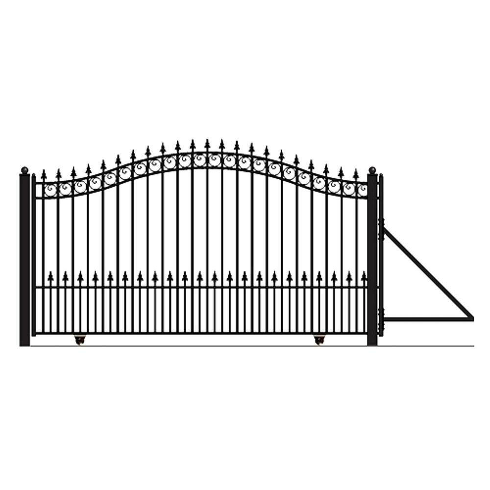 ALEKO Prague Style 18 ft. x 6 ft. Black Steel Single Slide Driveway Fence Gate DG18PRASSL-HD