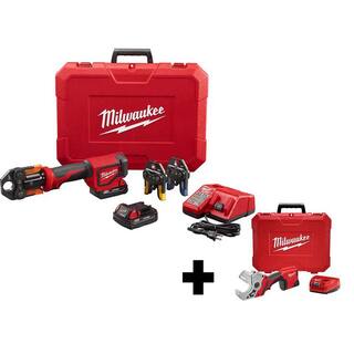 MW M18 18- volt Lithium-Ion Cordless Short Throw PEX Press Tool Kit with M12 PVC Shear Kit 2674-22P-2470-21