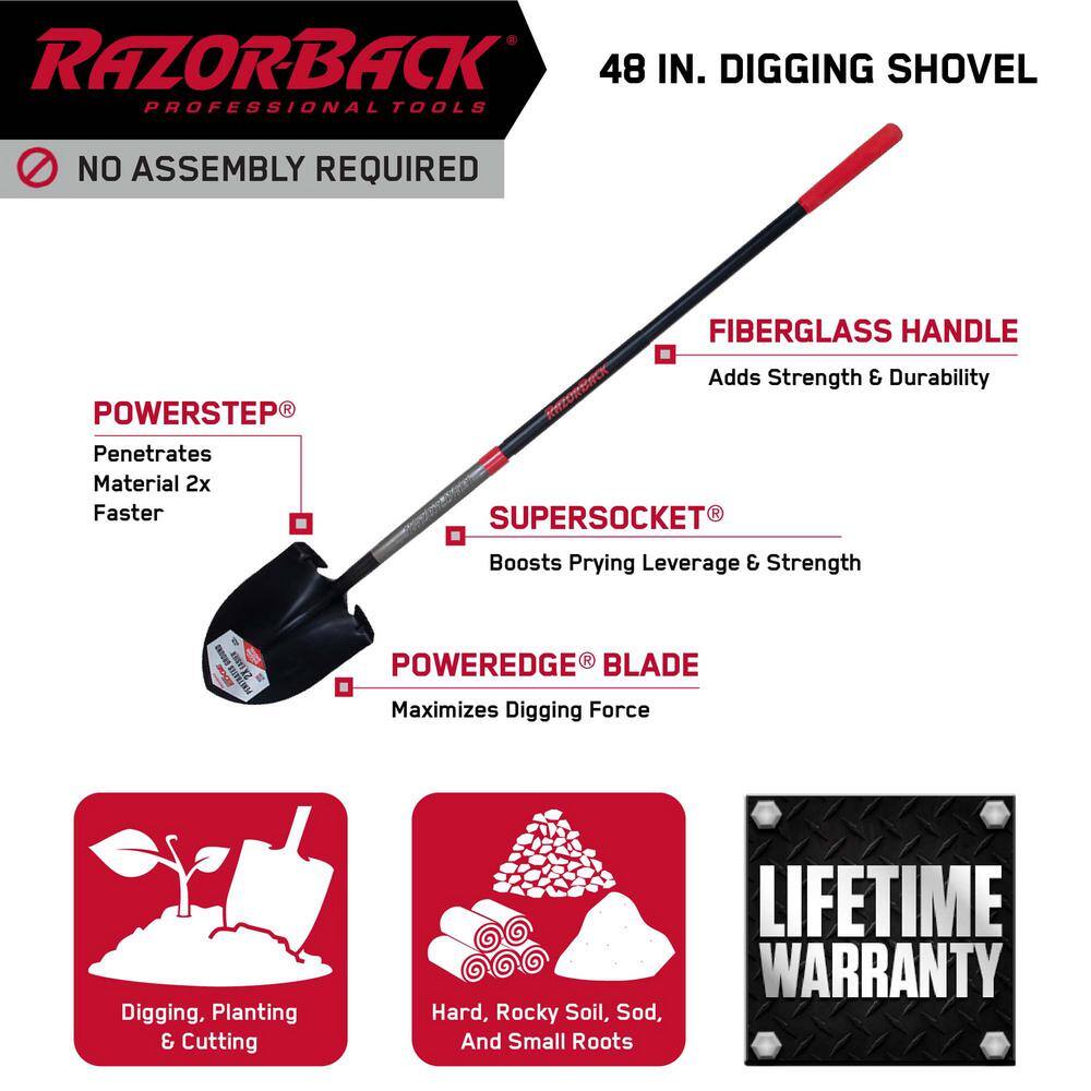 Razor-Back PowerEdge 48 in. Fiberglass Handle Super Socket Digging Shovel 3594400