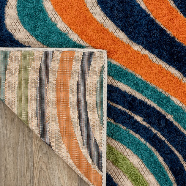 World Rug Gallery Modern Waves Indoor outdoor Area Rug