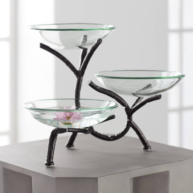 High 3 tier Stand With Glass Bowls