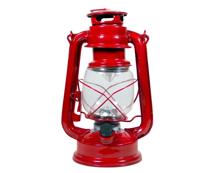 Alpine Red Hurricane Lantern with Cool White LEDs - BST124RD