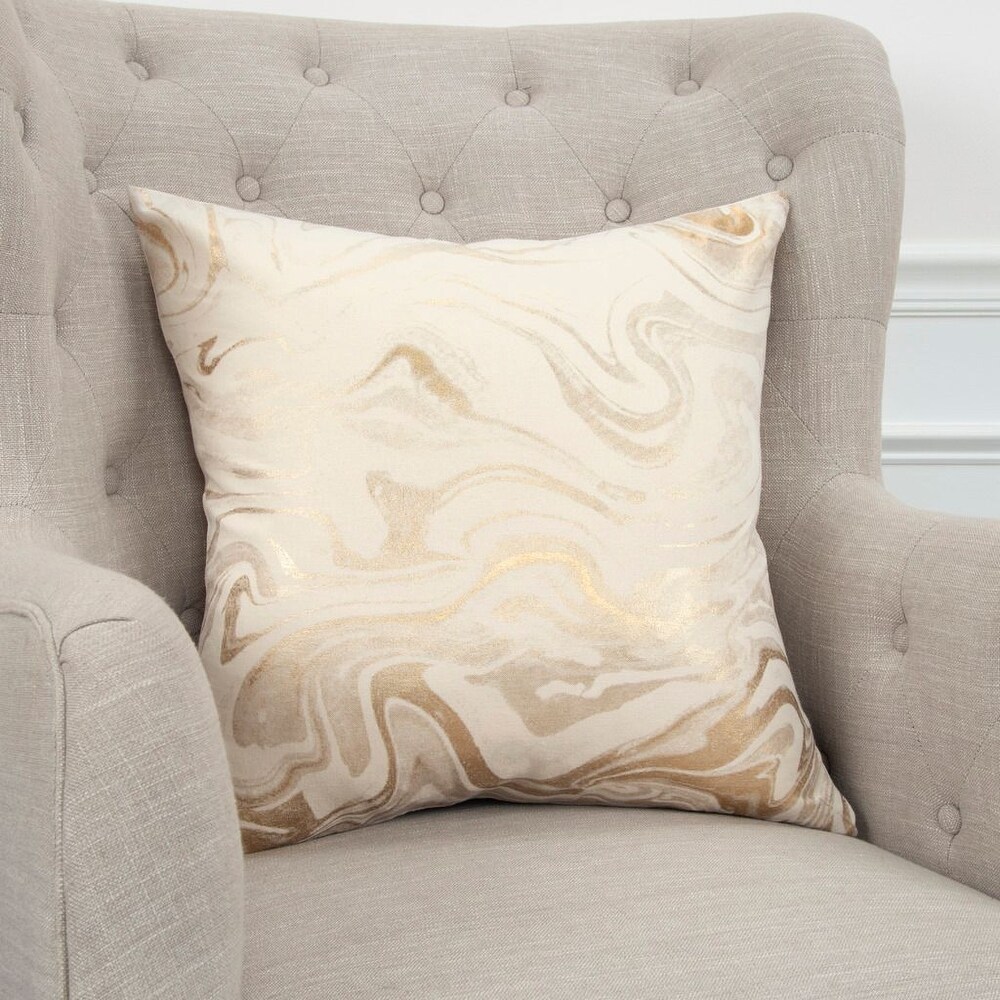 Ivory/Gold Abstract Pillow Cover