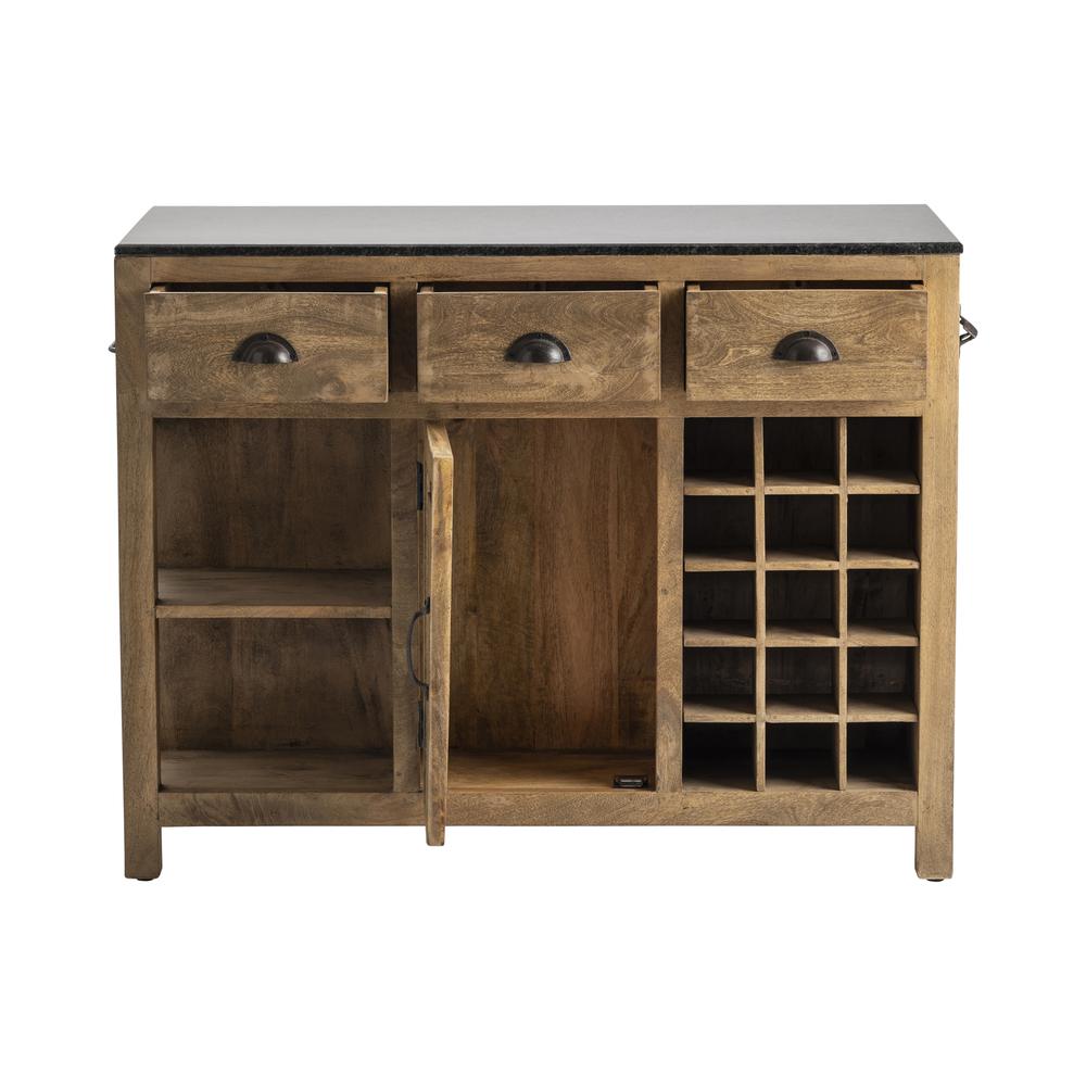 Bengal Manor Mango Wood And Granite Kitchen Island Brown Wood