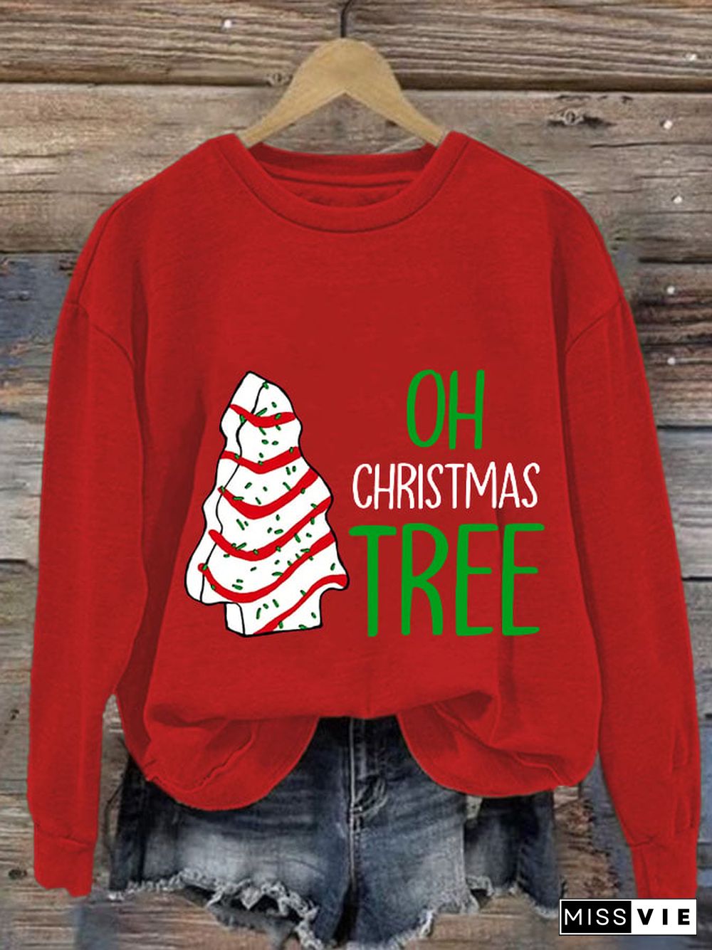 Women's Oh Christmas Tree Print Casual Sweatshirt