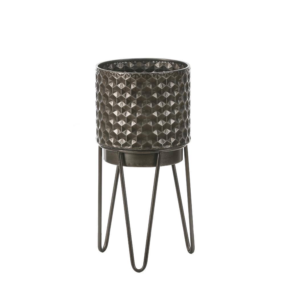 Luxen Home Brown Metal Honeycomb Cachepot Planters with Brown Metal Stands (2-Pack) WHPL1454