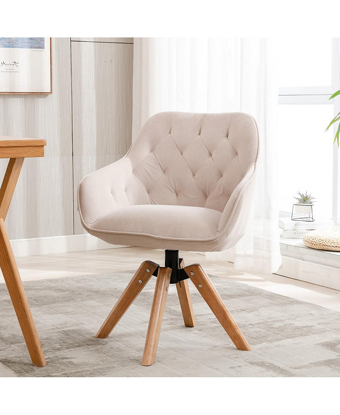 Simplie Fun Solid Wood Tufted Upholstered Armless home office chair