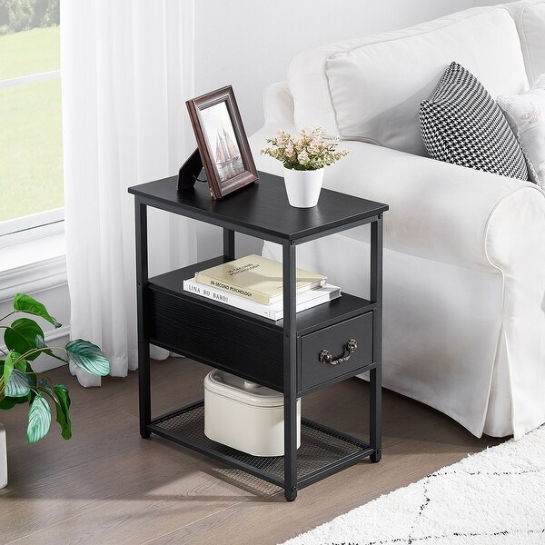 Industrial Style 1-Drawer Nightstand Narrow End Side Table (Set of 2) - - 36061306