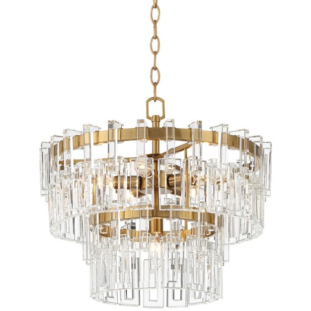 Wide Modern Tiered Crystal 6 light Fixture For Dining Room House Foyer Kitchen Island