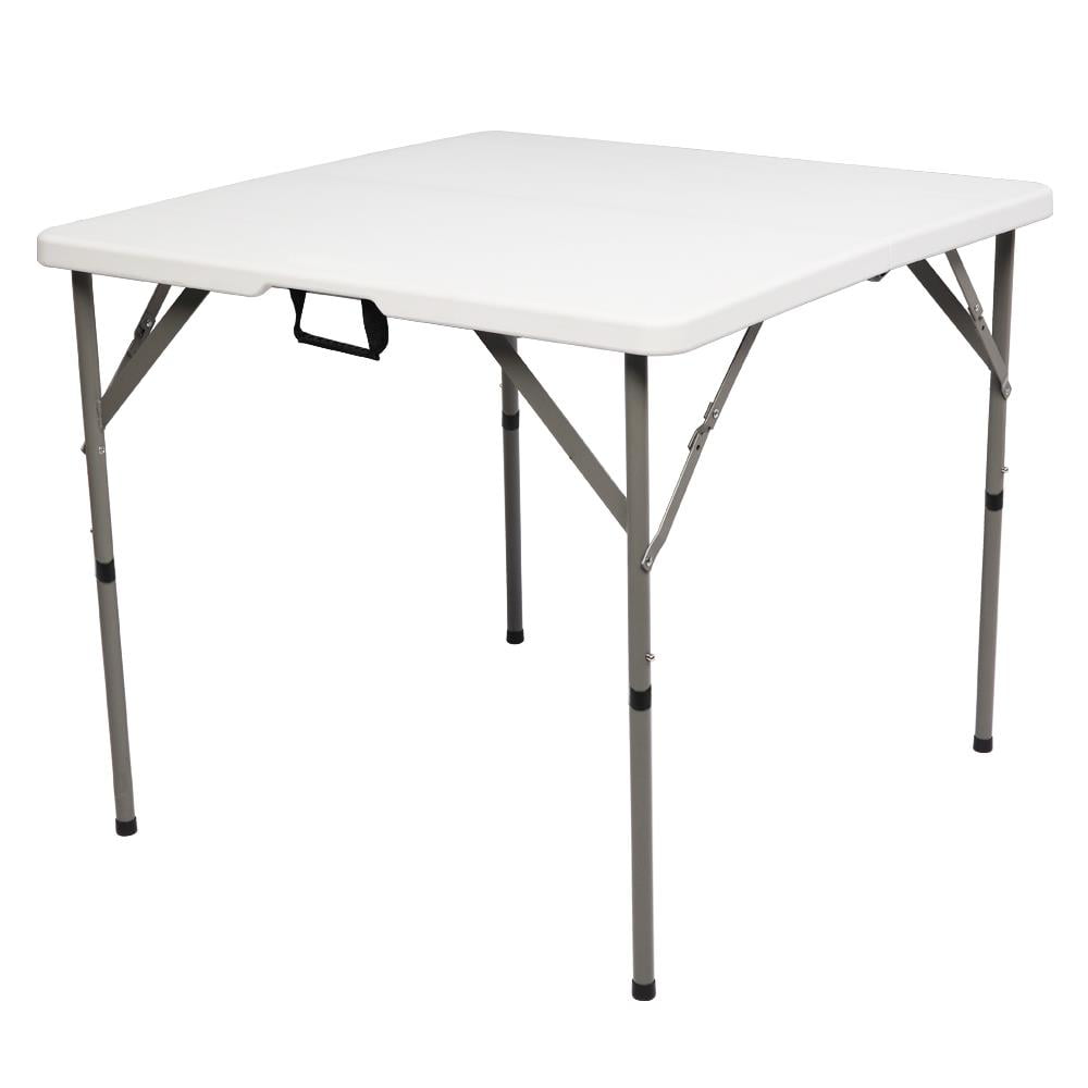 UBesGoo 6ft Square Granite White Plastic Folding Table， 34 in Square Picnic Table