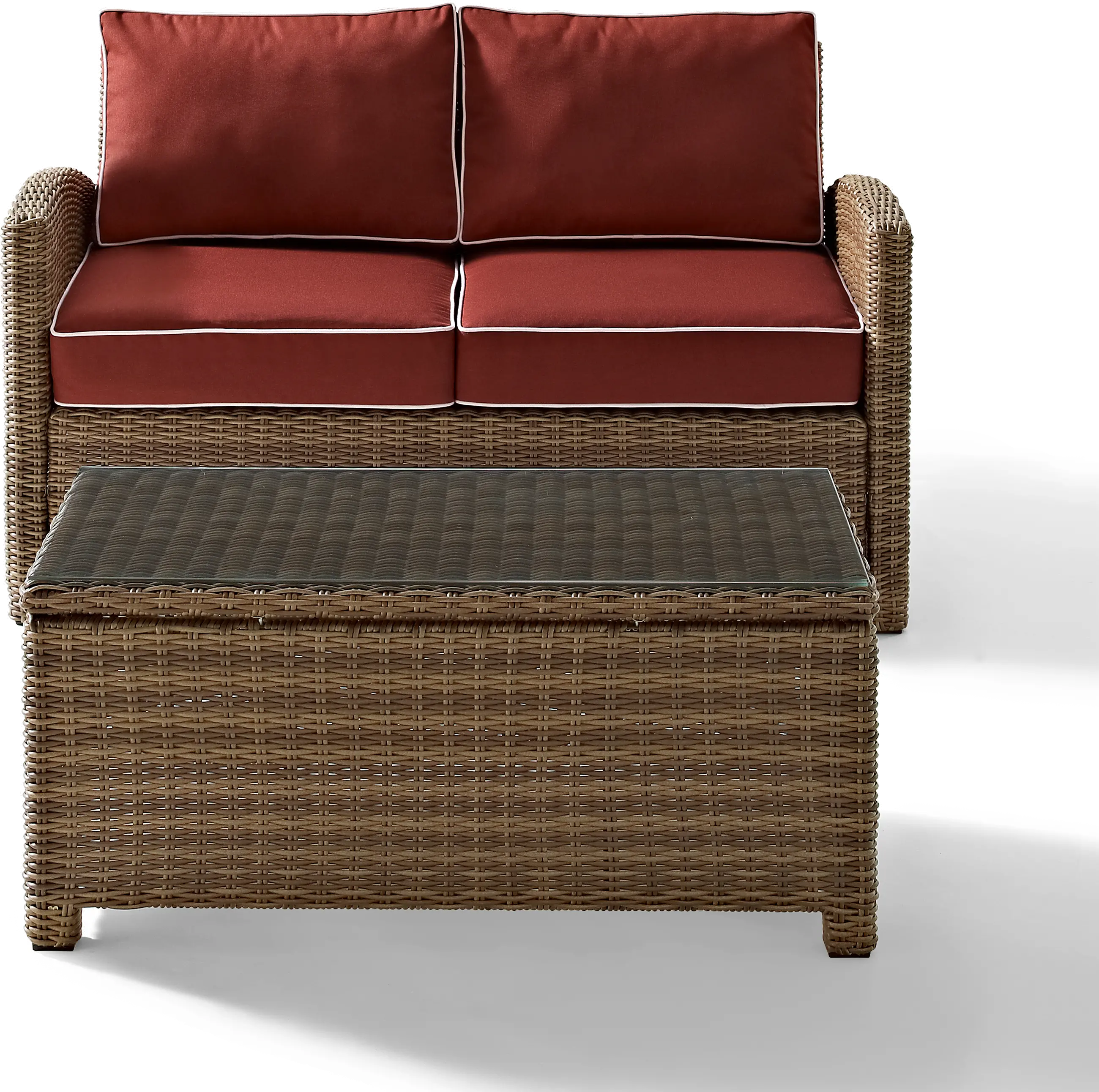 Bradenton Sangria and Wicker 2 pc Loveseat and Table Set