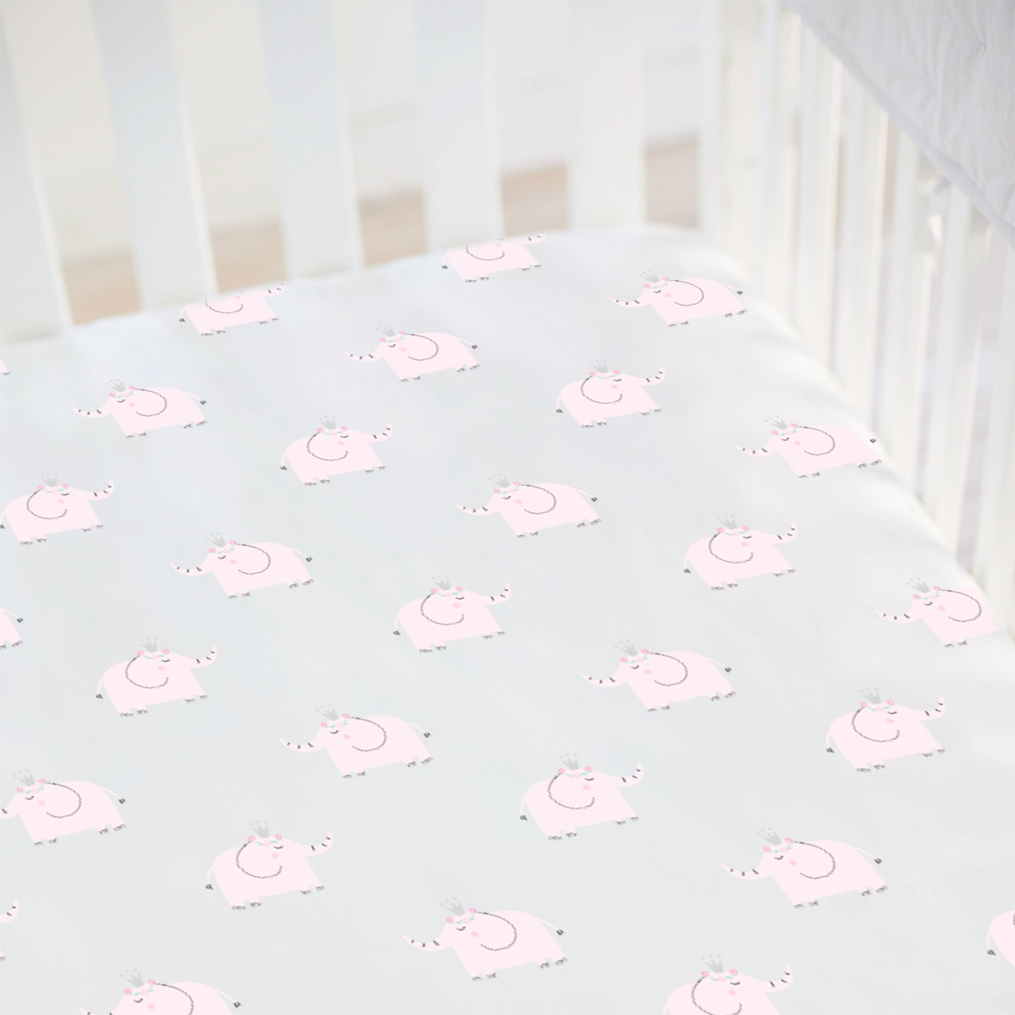 Elephant Organic Cotton Fitted Crib Sheet